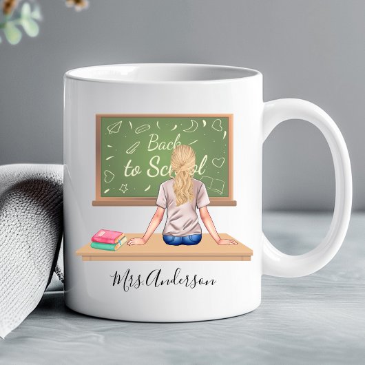 Tasse Blonde zur Schulkartentelehrerin