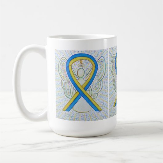 Tasse "Blue and Yellow Awareness Ribbon Angel" (Links)