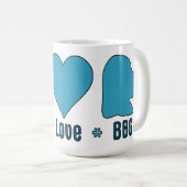 Tasse, Blue Design Peace Liebe BBG Kaffeetasse (VorderseiteRechts)