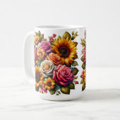 Tasse - Blumenstrauß, Rose, Sonnenblumen (Vorderseite Links)
