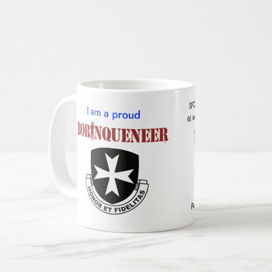 Tasse Borinqueneers - Bronzestern u. lila Herz (Vorderseite Links)