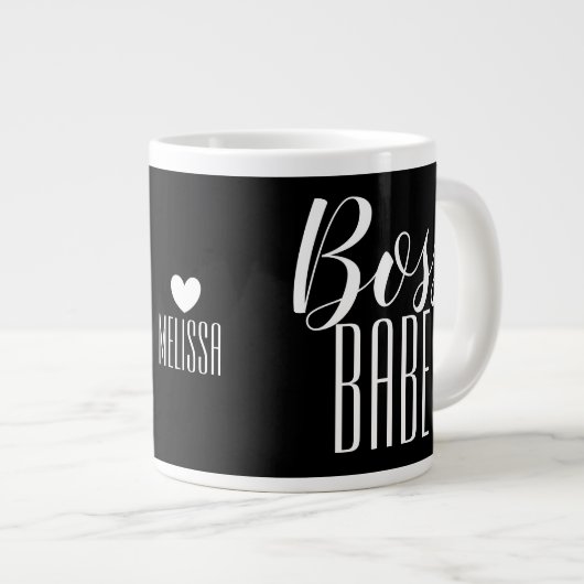 Tasse Boss Babe Personalisierter Name Herz Schwarz (Vorderseite Rechts)