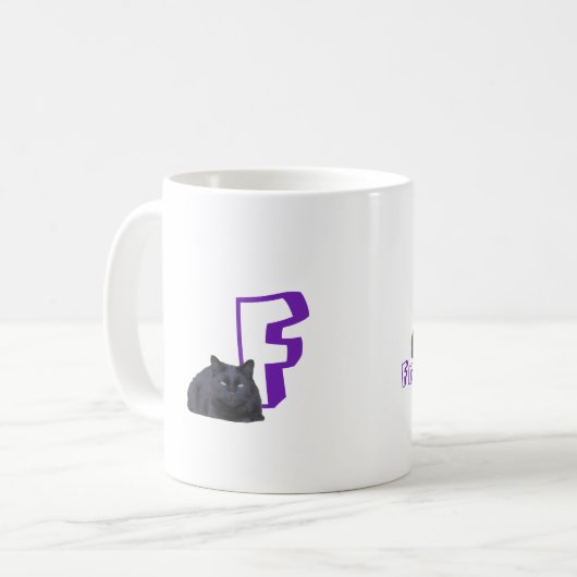 Tasse - Brief mit schwarzer Katze und Name (Vorderseite Links)