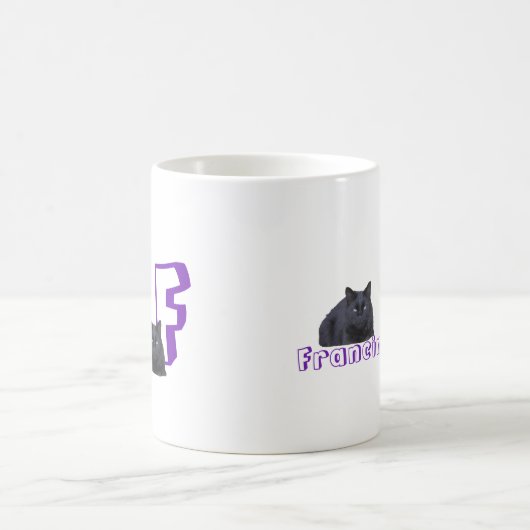 Tasse - Brief mit schwarzer Katze und Name (Mittel)
