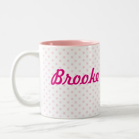 ♥ TASSE ♥ BROOKE weißer rosa Polkanamenspunkt (Links)