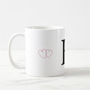 Tasse Buchstabe H Monogramm mit rosa doppelten Her