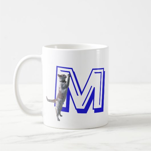 Tasse - Buchstabe M mit Katze und Namen (Links)