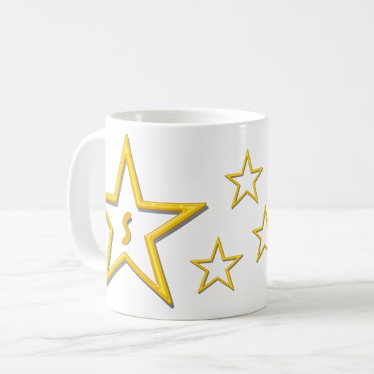 Tasse - Buchstabe mit gelben Sternen (Vorderseite Links)