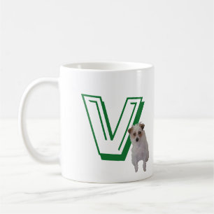 Tasse - Buchstabe V mit Hund und Name