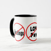 TASSE Büro Humor - ANTI/SITZUNGEN/NIEDRIGE ZAHLEN/ (Vorderseite Links)