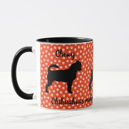 Tasse Chihuahua, rot und weiß (Links)