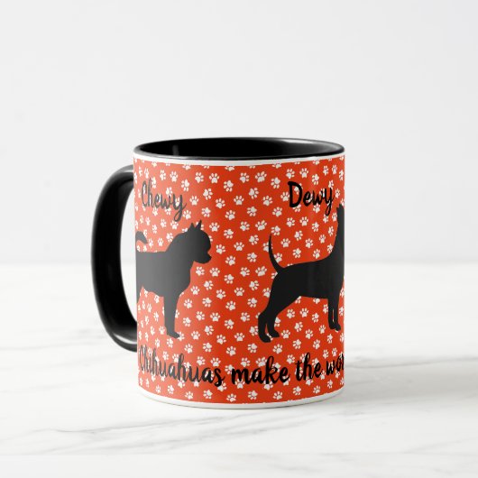 Tasse Chihuahua, rot und weiß (Vorderseite Links)