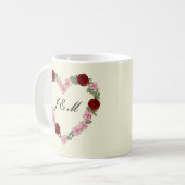 Tasse Creme mit rosa und roten Herzen (Vorderseite Links)