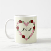 Tasse Creme mit rosa und roten Herzen (Links)