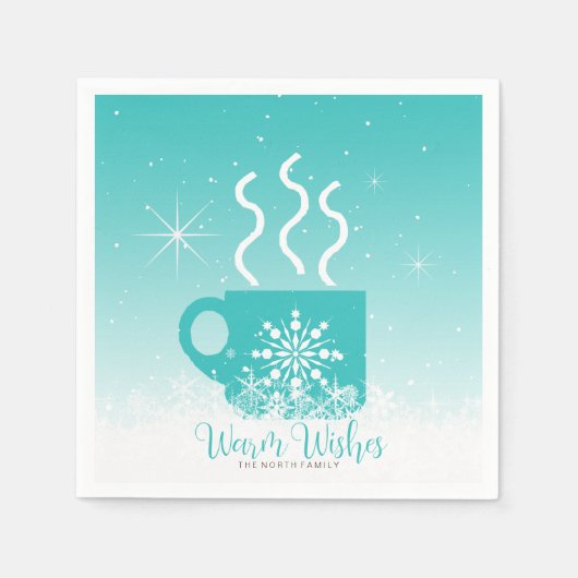 Tasse Dampfheiße Getränke mit Schneeband ID595 Serviette (Vorderseite)