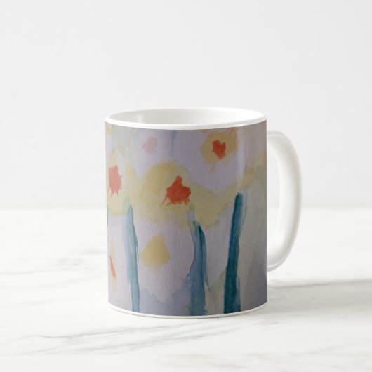 Tasse der abstrakten Daffodien (VorderseiteRechts)