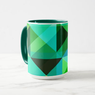 Tasse der abstrakten Geometrie in grün und Aquamar