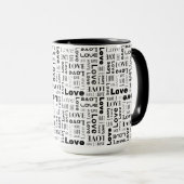 Tasse der Abstrakten Liebe Schwarz/Weiß (VorderseiteRechts)