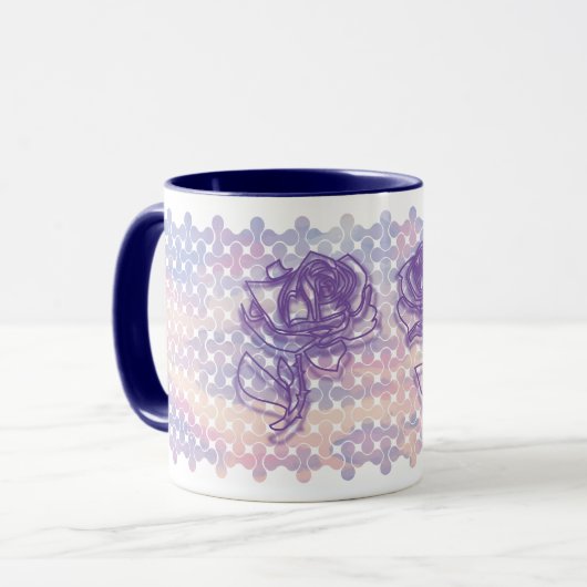 Tasse der abstrakten Pastell-Rose (Vorderseite Links)