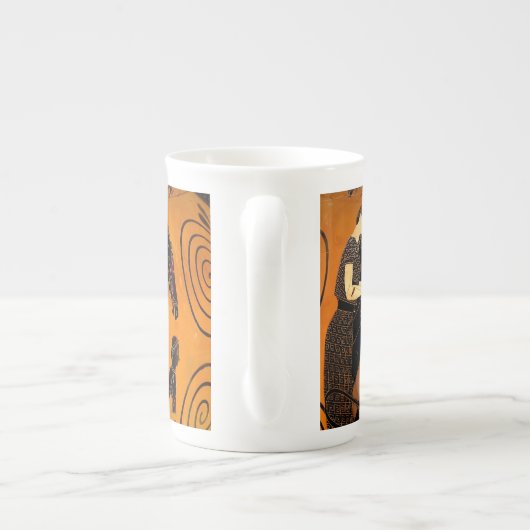 Tasse der antiken griechischen Schwarzweißkunstbon (Rückseite)