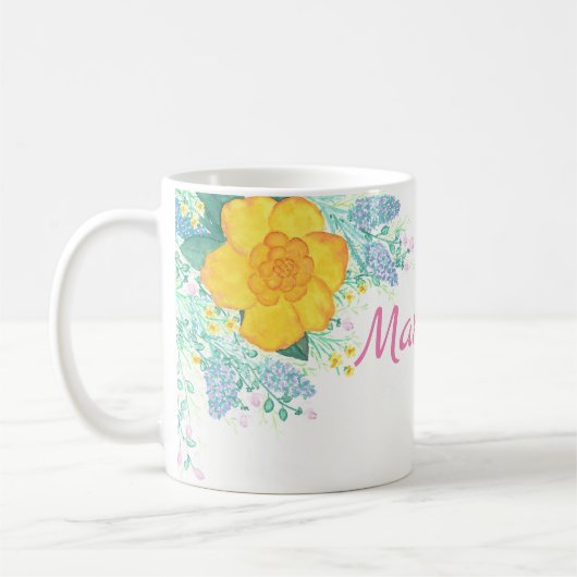 Tasse der Aquarellfarben-Blume (Links)