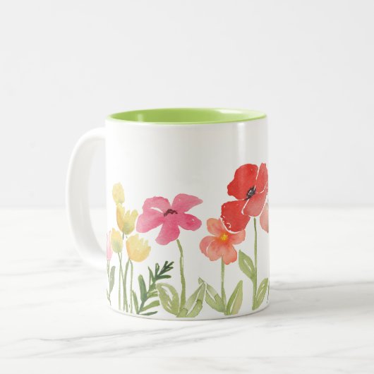 Tasse der Aquarellfarben-Wildblume (Vorderseite Links)