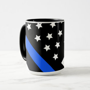 Tasse der blauen Linie mit dünner Blauer Linie