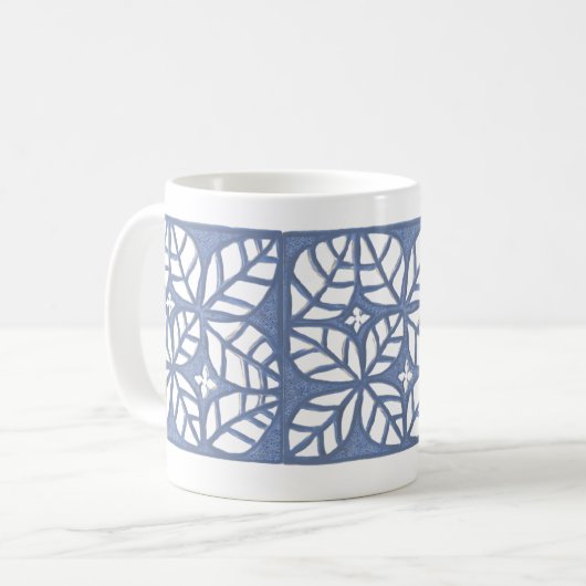 Tasse der Blauen und weißen Blätter (Vorderseite Links)
