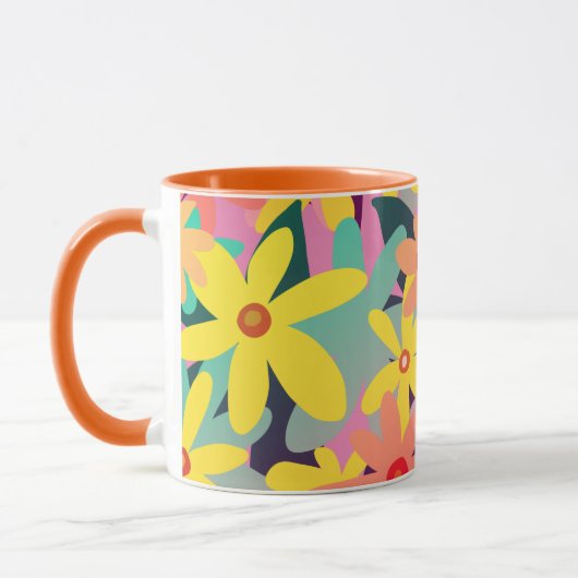 Tasse der Blume Gelb, Rosa und Orange (Links)