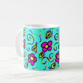 Tasse der Blume mit blauem Hintergrund (Vorderseite Links)