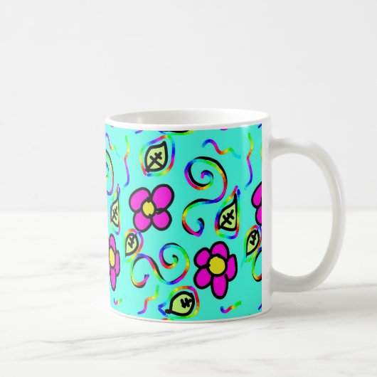 Tasse der Blume mit blauem Hintergrund (Rechts)