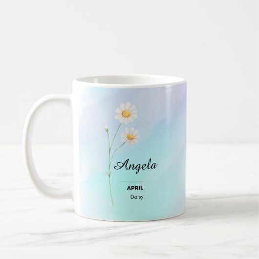 Tasse der Blume personalisiert im April (Links)