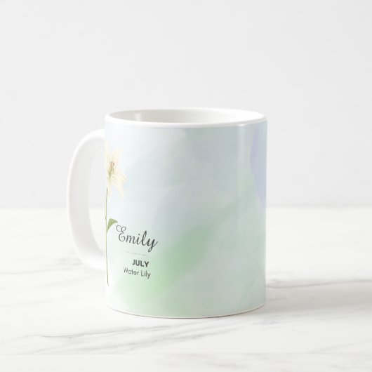 Tasse der Blume personalisiert im Juli (Vorderseite Links)