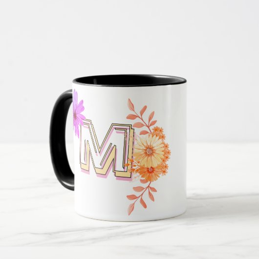 Tasse der Blumenmonogramme - Eleganter Brief m Kaf (Vorderseite Links)