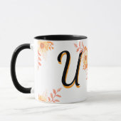 Tasse der Blumenmonogramme - Eleganter Letter U-wr (Links)
