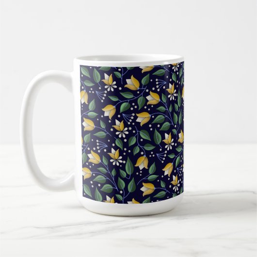 Tasse der Blüten in Deep Blue und Gelb (Links)