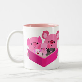 Tasse der Cartoon-Schweinerfamilie niedlich lesen