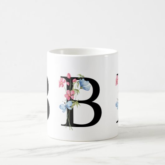 Tasse der ersten Floral Monogramm B (Mittel)