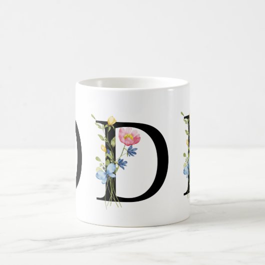 Tasse der ersten Floral Monogramm D (Mittel)