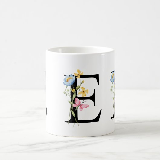 Tasse der ersten Floral Monogramm E (Mittel)