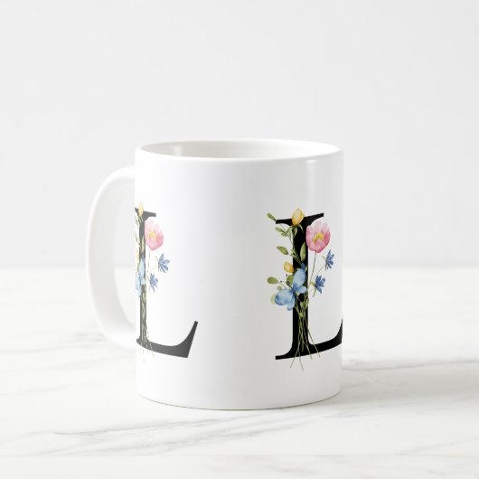 Tasse der ersten Floral Monogramm L (Vorderseite Links)