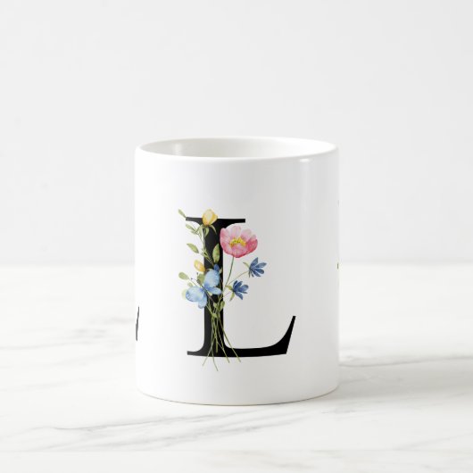 Tasse der ersten Floral Monogramm L (Mittel)