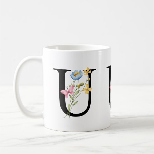 Tasse der ersten Floral Monogramm U (Links)