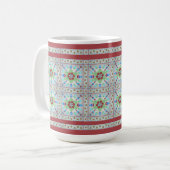 Tasse der farbenfrohen Blumenmuster (rot) (Vorderseite Links)