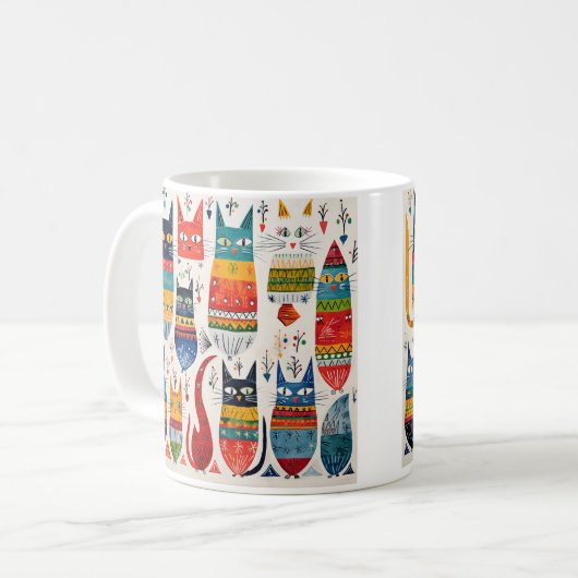 Tasse der farbenfrohen Katzen (Vorderseite Links)