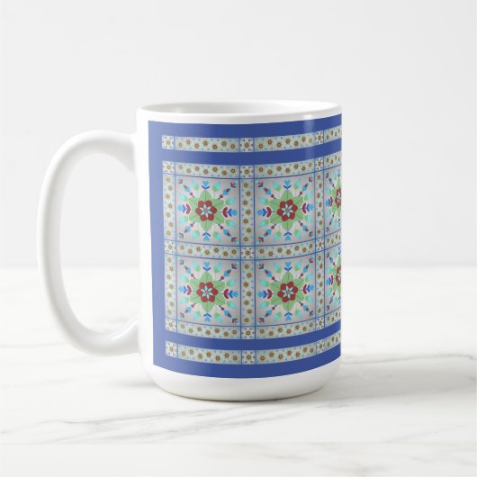 Tasse der farbigen Blumenmuster (dunkelblau) (Links)