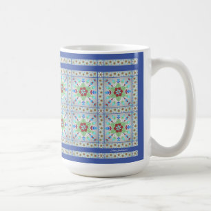 Tasse der farbigen Blumenmuster (dunkelblau)