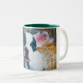 Tasse der französischen Bulldogge mit Spritzergrün (VorderseiteRechts)