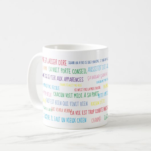 Tasse der französischen Quotes-Sprichworte (Vorderseite Links)