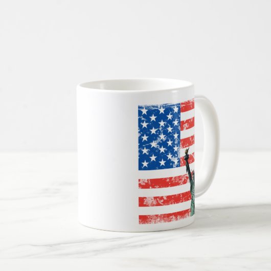 Tasse der Freiheit mit US Flagge-Hintergrund (VorderseiteRechts)